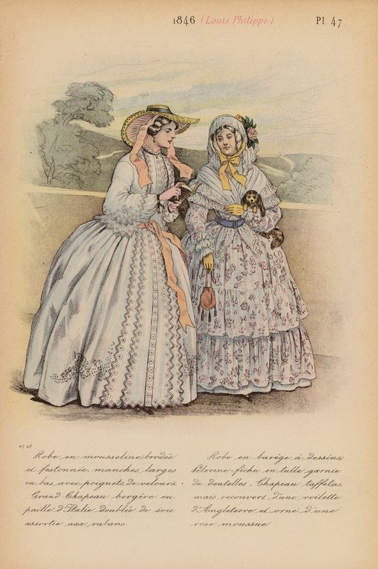 Francouzská móda: 1846, Louis-Philippe (barevná litografie) od Louis Colas