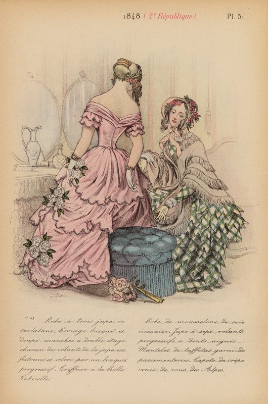 Francouzská móda: 1848, 2e Republique (barevná litografie) od Louis Colas