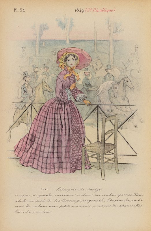 Francouzská móda: 1849, 2e Republique (barevná litografie) od Louis Colas