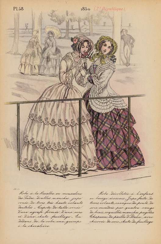 Francouzská móda: 1850, 2e Republique (barevná litografie) od Louis Colas