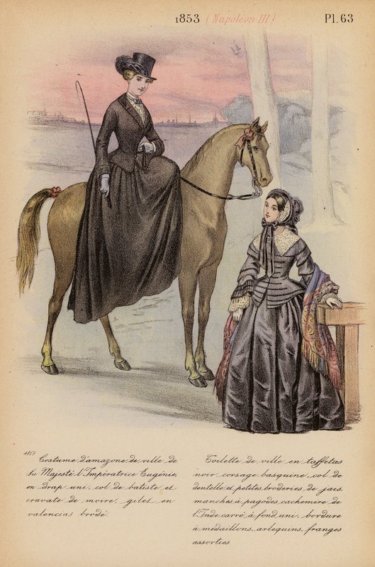 Francouzská móda: 1853, Napoleon III (barevná litografie) od Louis Colas