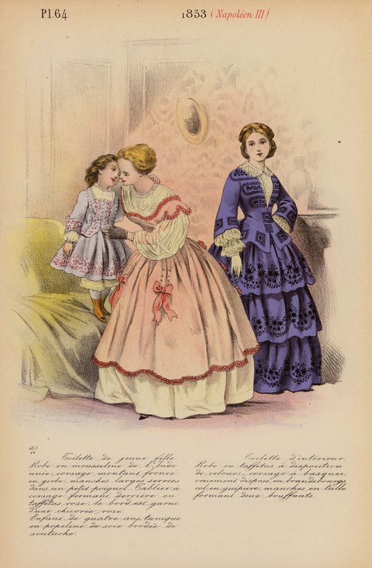 Francouzská móda: 1853, Napoleon III (barevná litografie) od Louis Colas