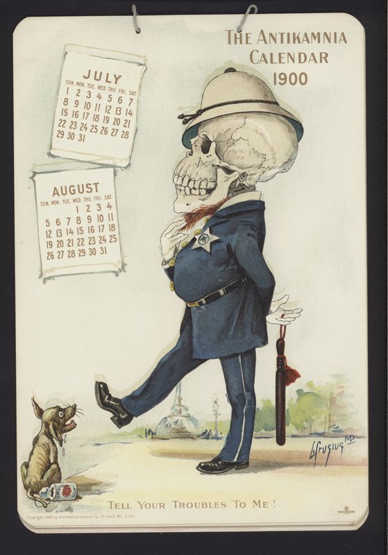 Ilustrace pro kalendář Antikamnia, 1900 od Louis Crucius or Crusuius