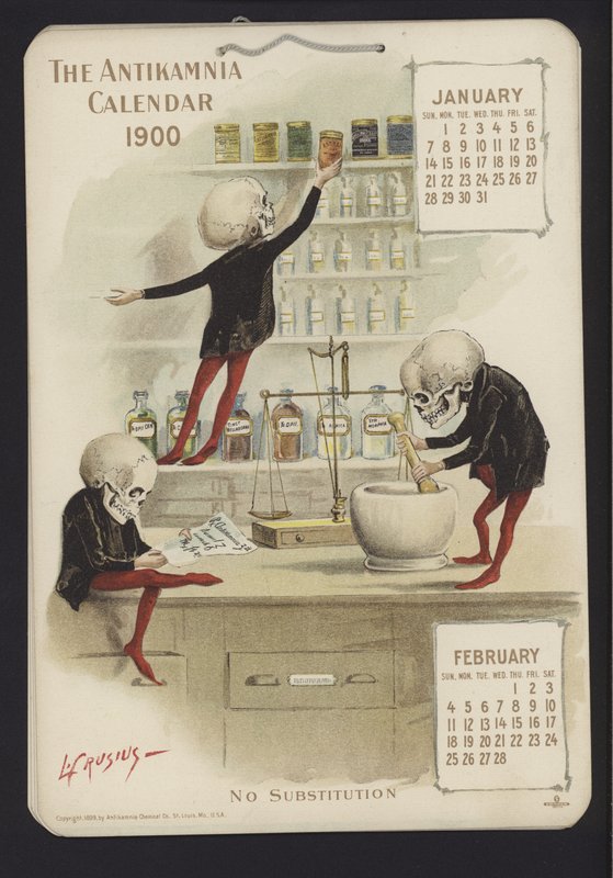 Ilustrace pro kalendář Antikamnia, 1900 od Louis Crucius or Crusuius