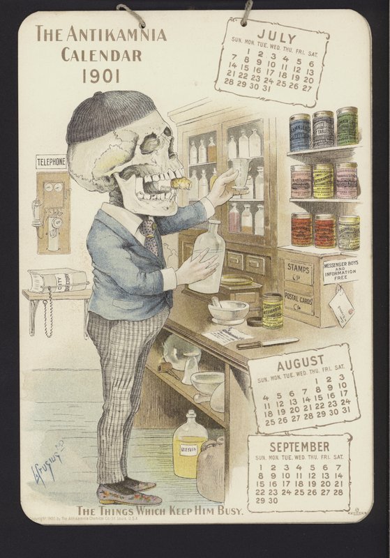 Ilustrace pro kalendář Antikamnia, 1901 od Louis Crucius or Crusuius