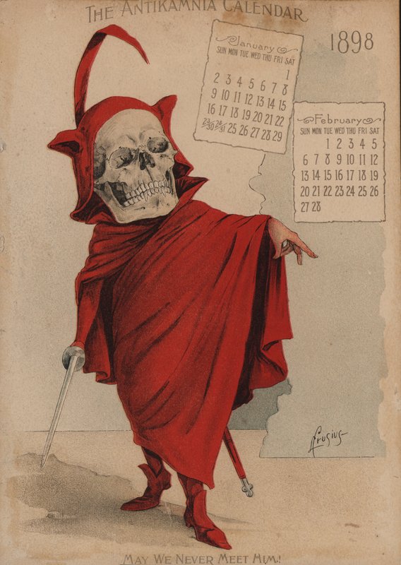 Mefistofeles, ilustrace pro kalendář Antikamnia od Louis Crucius or Crusuius