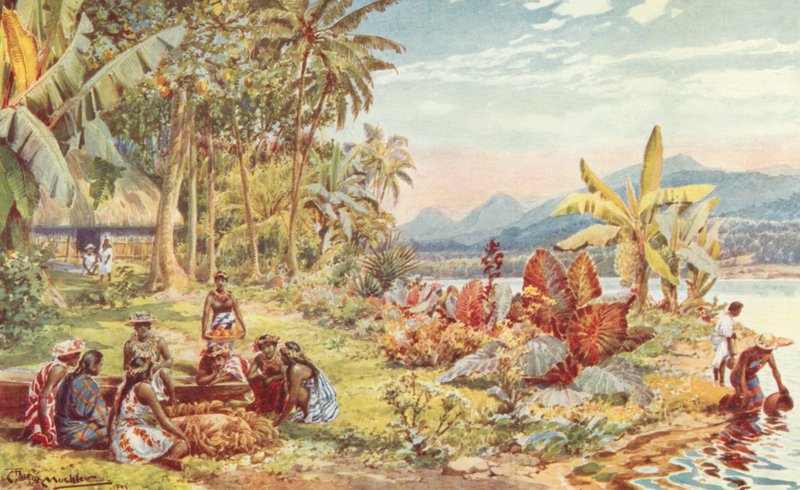 Scéna na Tahiti (barevné lito) od Louis Fairfax Muckley
