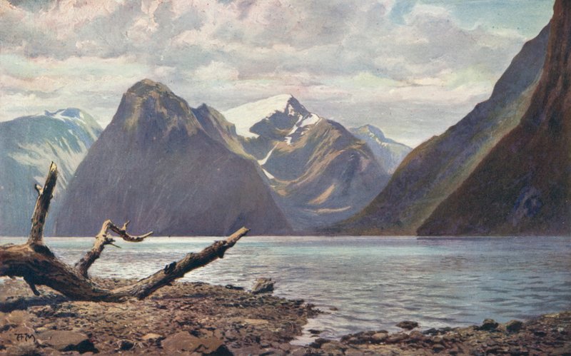 Scéna na Milford Sound, Nový Zéland (barevná fotografie) od Louis Fairfax Muckley