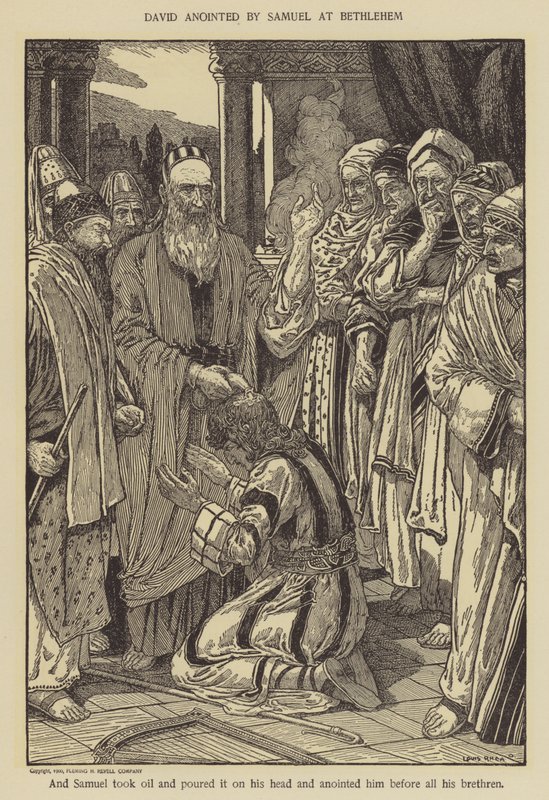 David pomazaný Samuelem v Betlémě od Louis John Rhead