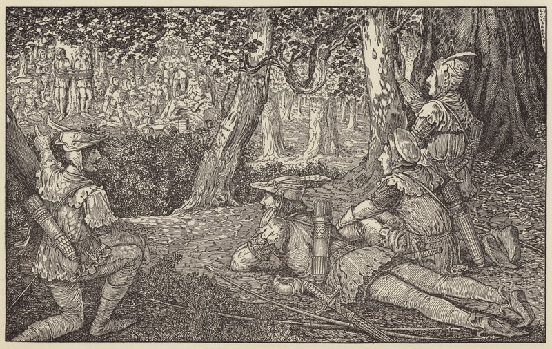 Špehoval skupinu lesníků a dva zajatce od Louis John Rhead