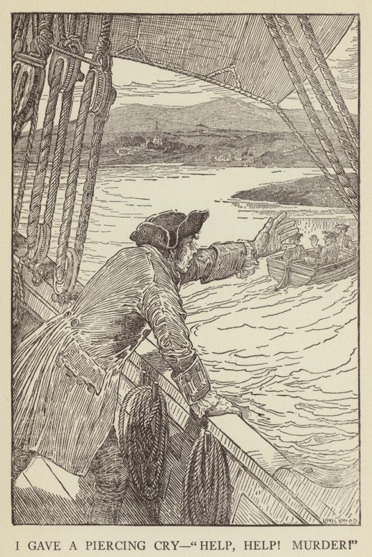 Ilustrace k filmu Uneseno od Roberta Louise Stevensona od Louis John Rhead