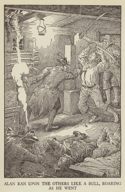 Ilustrace k filmu Uneseno od Roberta Louise Stevensona od Louis John Rhead
