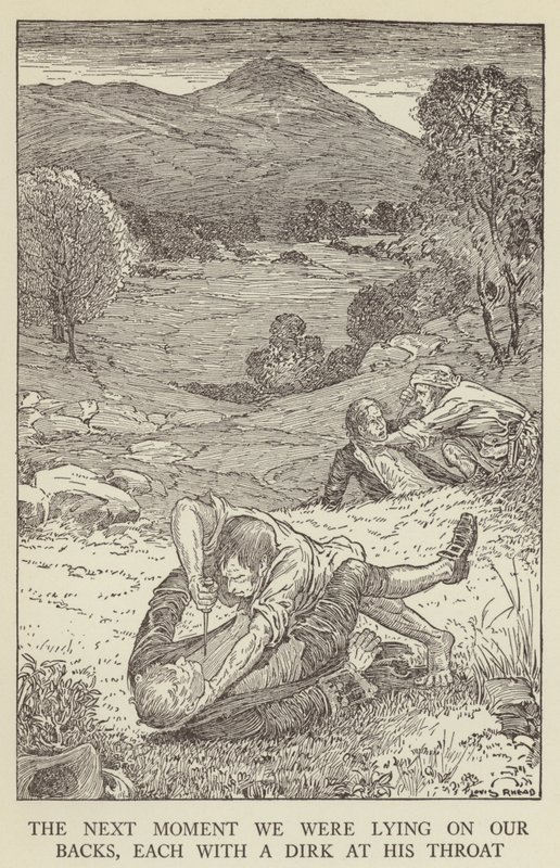 Ilustrace k filmu Uneseno od Roberta Louise Stevensona od Louis John Rhead