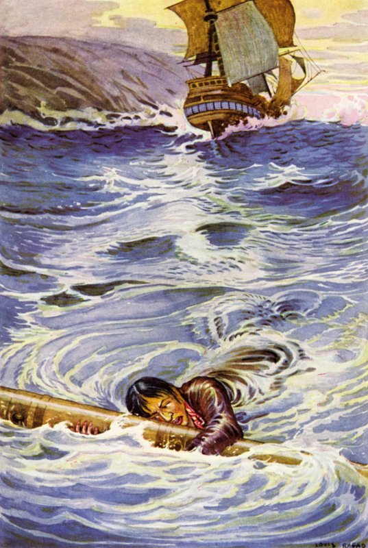 Ilustrace k filmu Uneseno od Roberta Louise Stevensona od Louis John Rhead