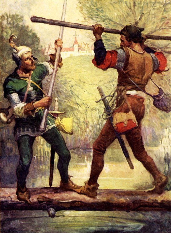 Robin Hood bojuje s malým Johnem od Louis John Rhead