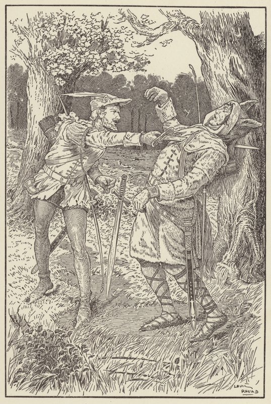 Robin projel svou čepelí tělem sira Guye od Louis John Rhead