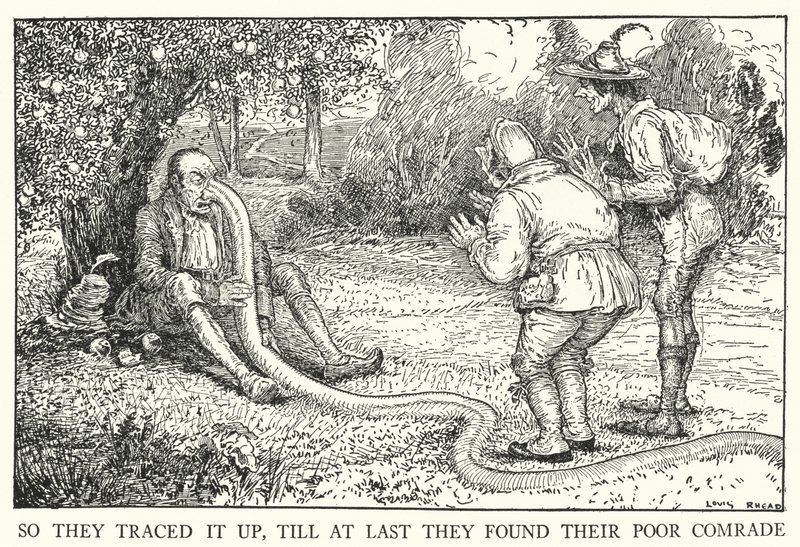 Tak to vystopovali, až nakonec našli svého ubohého kamaráda (litho) od Louis John Rhead