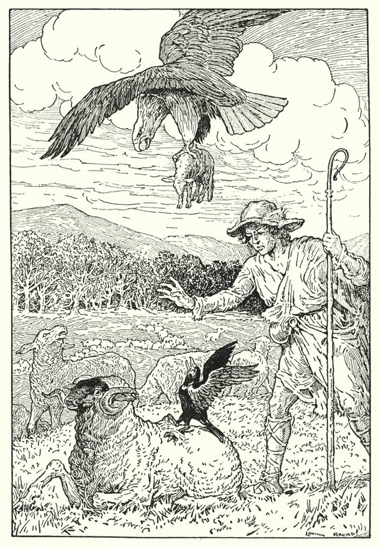 Orel a kavka (litografie) od Louis John Rhead