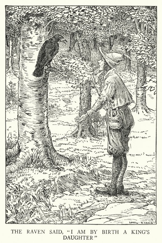 Havran řekl: „Jsem od narození králova dcera“ (litho) od Louis John Rhead