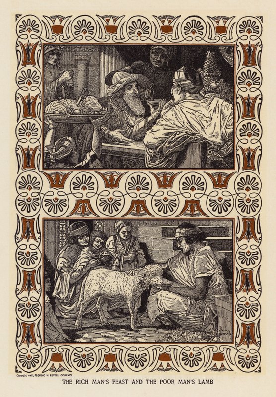 Hostina boháče a beránek chudáka (litografie) od Louis John Rhead