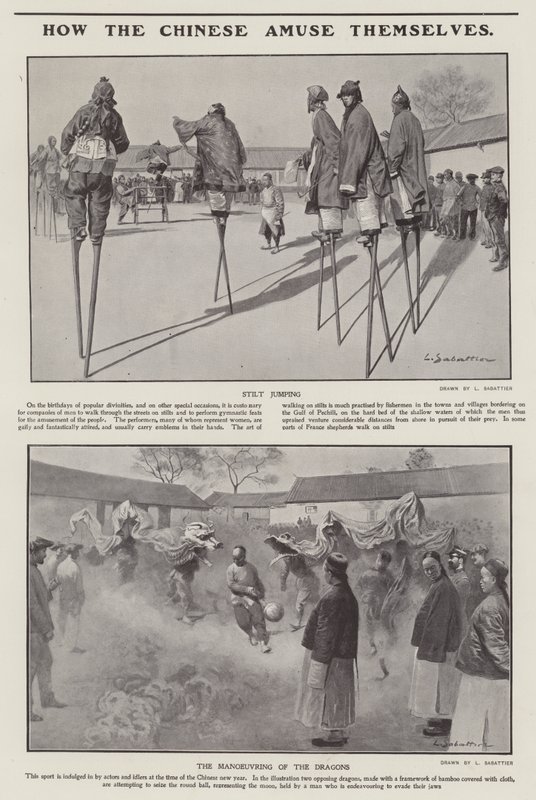 Jak se Číňané baví (litho) od Louis Remy Sabattier