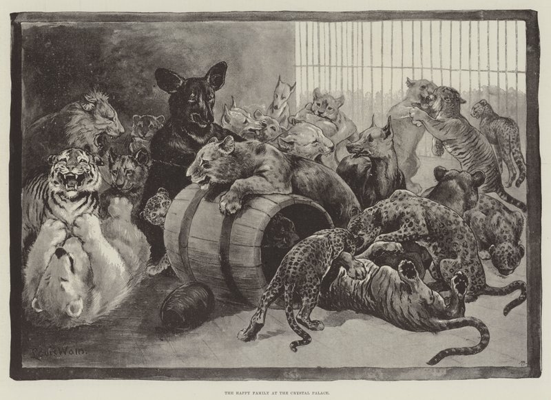 Šťastná rodina v Crystal Palace od Louis Wain