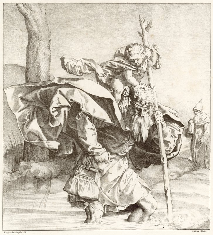 Svatý Kryštof nesoucí Ježíška od Lucas van Leyden