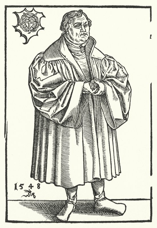 Německý protestantský reformátor Martin Luther v pozdějším věku (rytina) od Lucas the Elder (after) Cranach