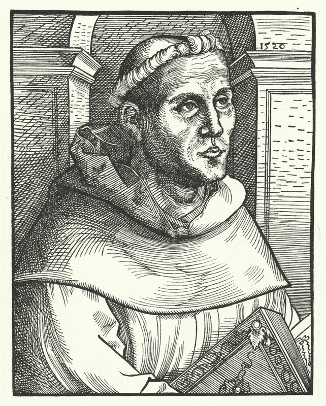 Martin Luther jako augustiniánský mnich (rytina) od Lucas the Elder (after) Cranach
