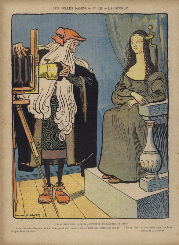 Fotografování La Joconde, ilustrace pro Le Rire od Lucien Metivet