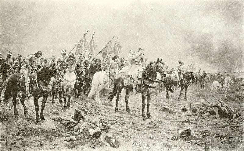 Gustavus Adolphus před bitvou u Lutzen (hlubotisk) od Ludwig Braun