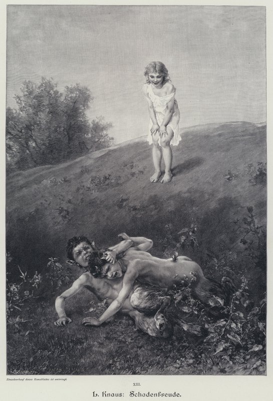 Schadenfreude (rytina) od Ludwig Knaus