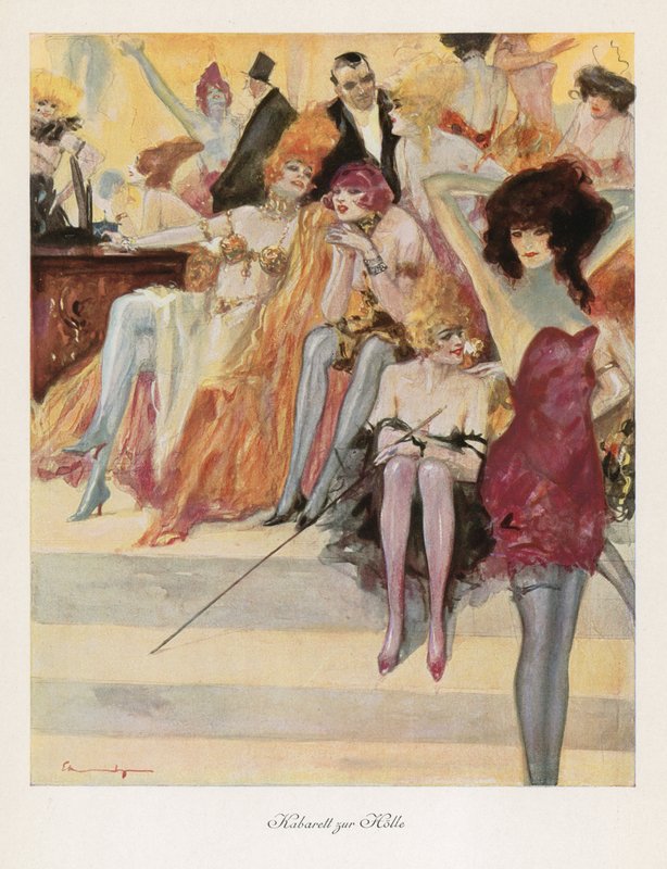 Kabaret v pekle (barva lito) od Ludwig Lutz Ehrenberger