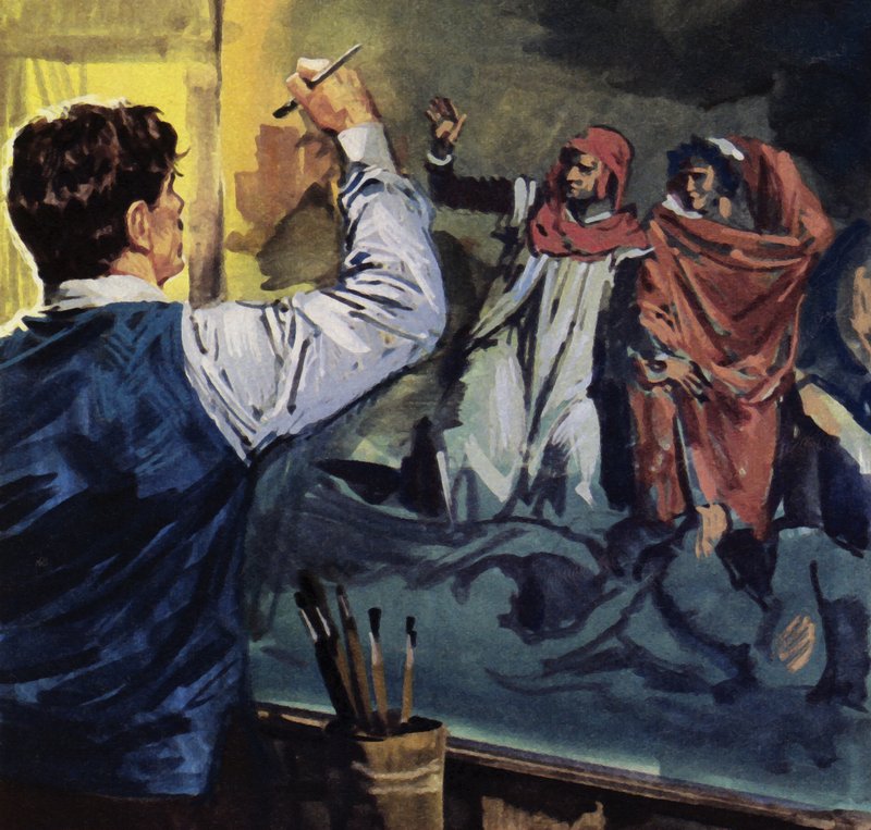 Obraz Eugena Delacroixe "Dante a Vergilius" (barevná litografie) od Luis Arcas Brauner