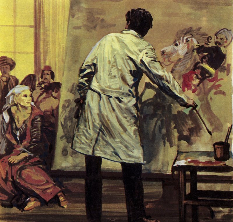 Eugene Delacroix maloval rok a půl obraz "Masakr ve Scio" (barevná litografie). od Luis Arcas Brauner