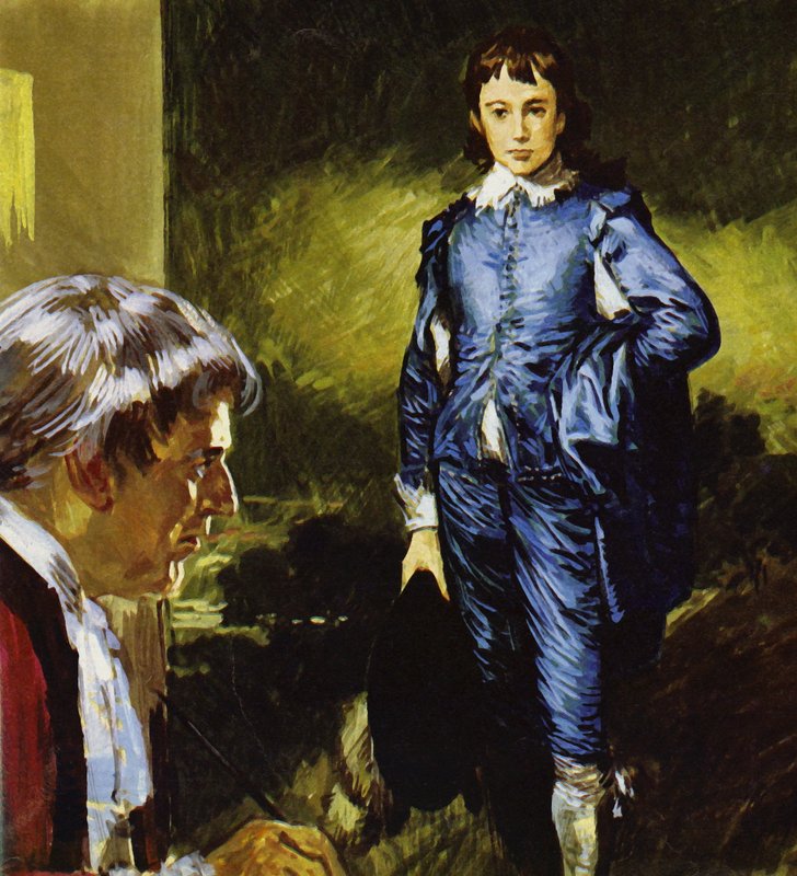 Gainsborough maluje svůj slavný portrét Blue Boy (barevná litografie) od Luis Arcas Brauner