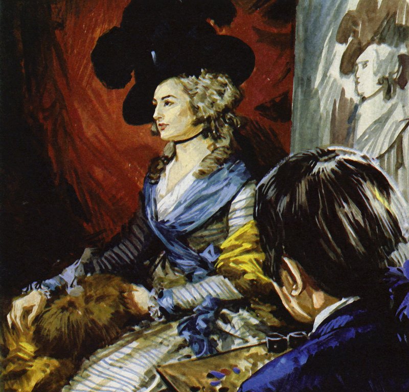 Gainsborough odjel do Londýna, aby namaloval herečku paní Siddonsovou (barevná litografie) od Luis Arcas Brauner