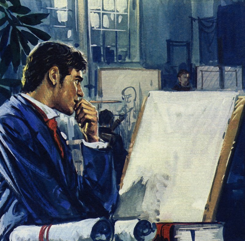 Manet dostal od svého otce na výběr: státní služba nebo námořnictvo (barevná litografie). od Luis Arcas Brauner