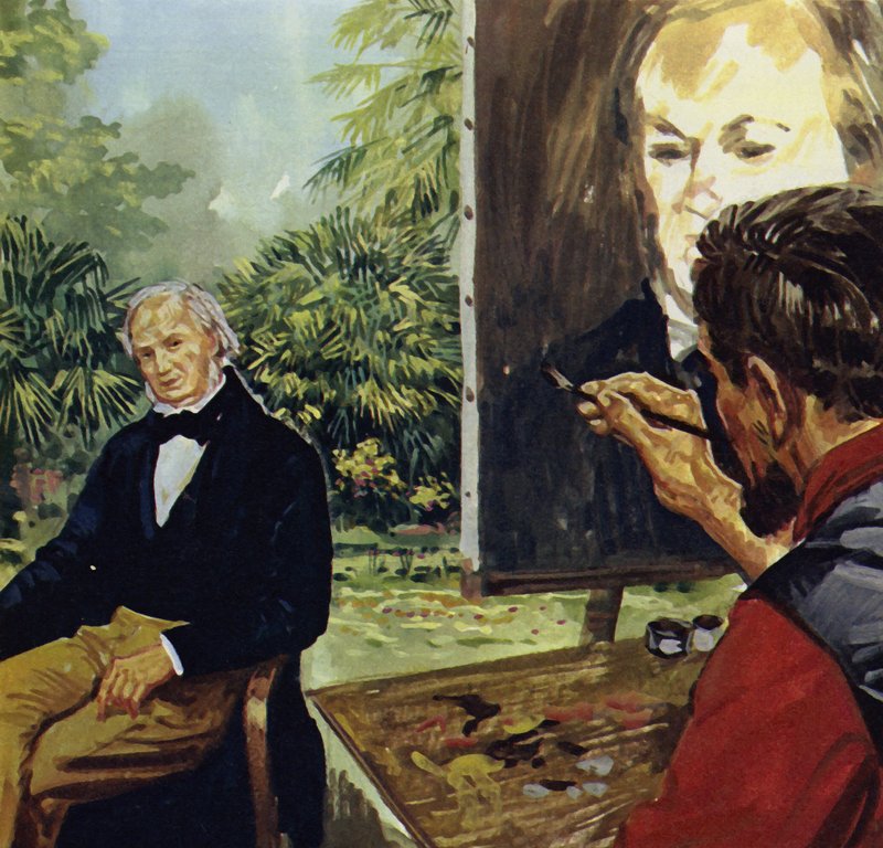 Renoir maluje portrét Richarda Wgnera (barevná litografie) od Luis Arcas Brauner