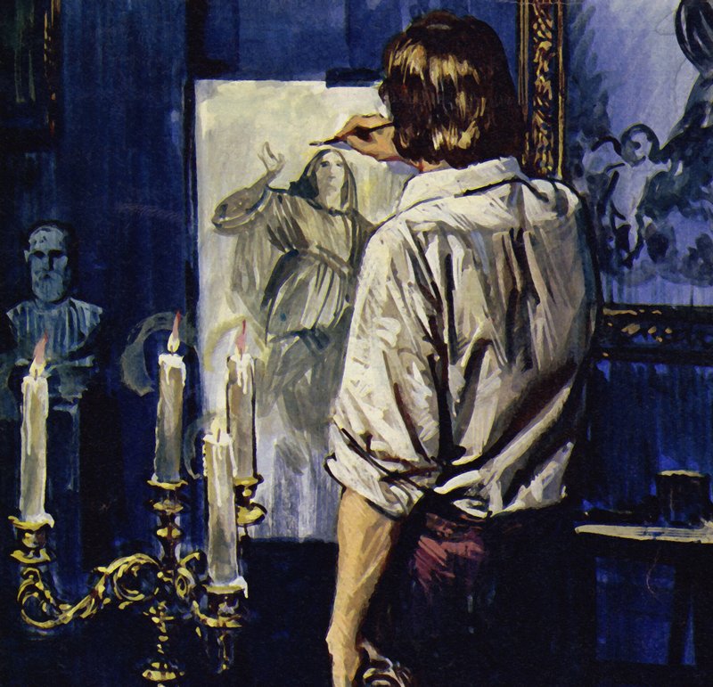 Rubens strávil mnoho hodin kopírováním Tizianových a dalších děl (barevná litografie). od Luis Arcas Brauner