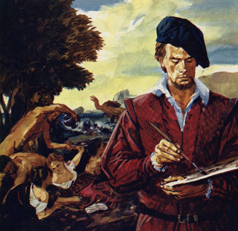 Tizian pracoval pro mnoho benátských šlechtických rodů (barevná litografie) od Luis Arcas Brauner