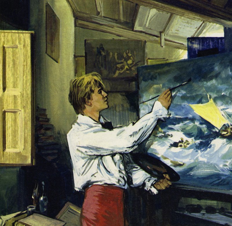Turner proměnil skici z cest po Walesu a ostrově Wight ve velkolepé obrazy (barevná litografie). od Luis Arcas Brauner
