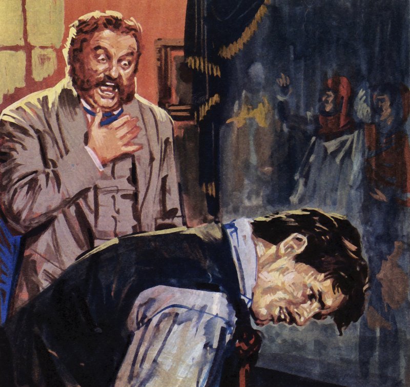 Když Eugene Delacroix odhalil Guerinovi svůj obraz, byl umělec zděšen (barevná litografie). od Luis Arcas Brauner
