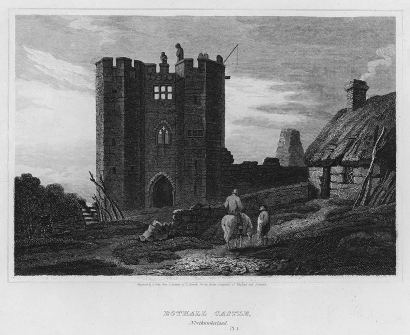Bothall Castle, Northumberland (rytina) od Luke (after) Clennell