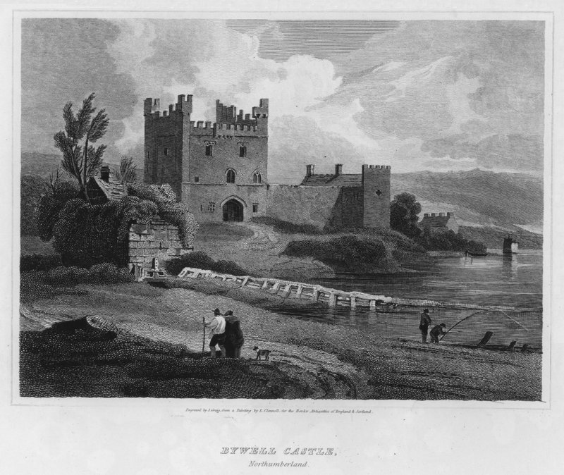 Bywell Castle, Northumberland (rytina) od Luke (after) Clennell
