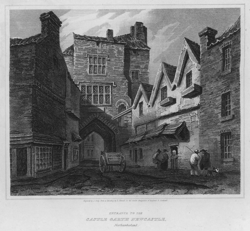 Vchod do hradu Garth Newcastle, Northumberland (rytina) od Luke (after) Clennell