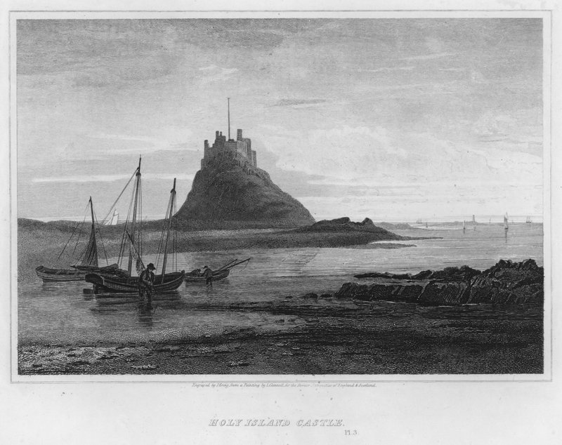 Hrad Holy Island (rytina) od Luke (after) Clennell