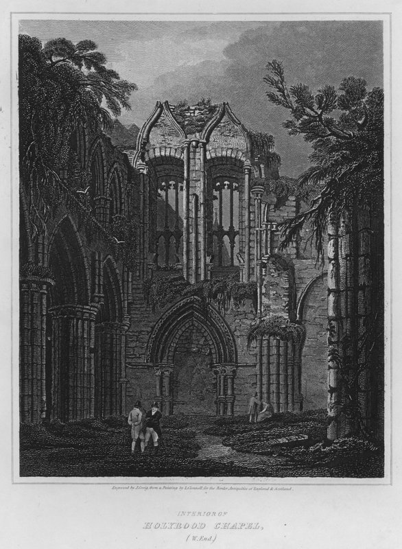 Interiér Holyrood Chapel, West End (rytina) od Luke (after) Clennell