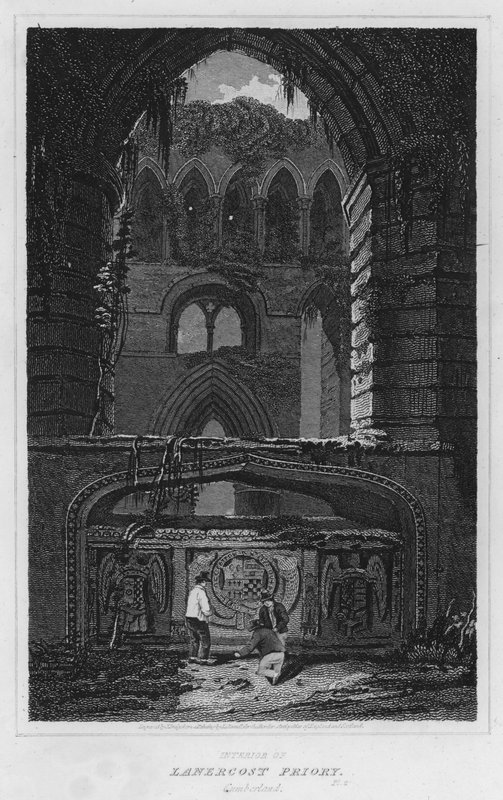 Interiér Lanercost Priory, Cumberland (rytina) od Luke (after) Clennell