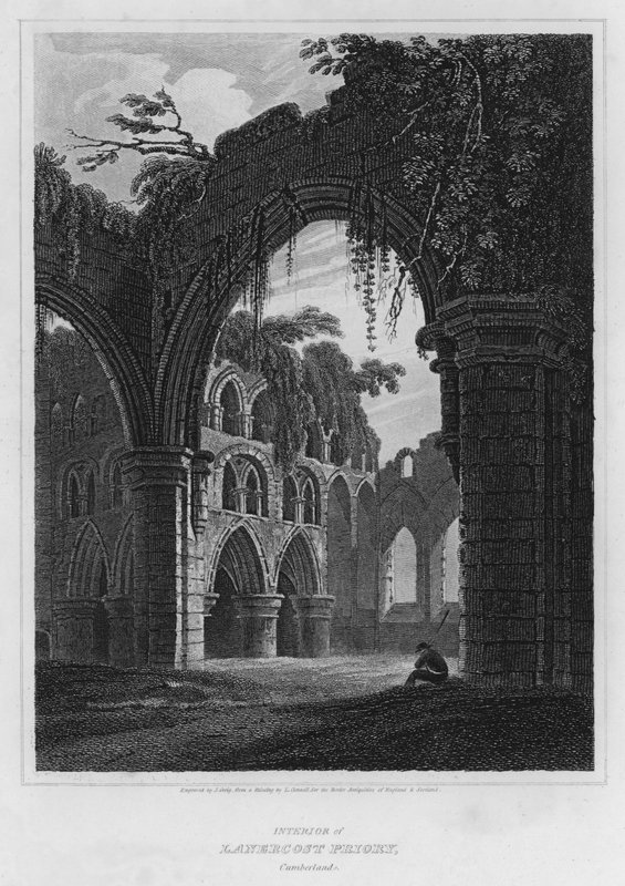 Interiér Lanercost Priory, Cumberland (rytina) od Luke (after) Clennell